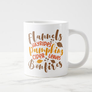 Flannels Hay Rides Pumpkins Cider Löv Bonfire Jumbo Mugg