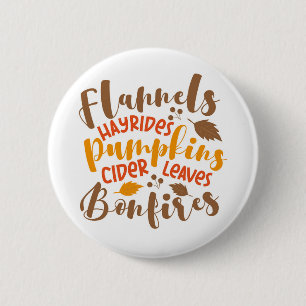 Flannels Hay Rides Pumpkins Cider Löv Bonfire Knapp