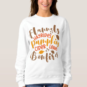 Flannels Hay Rides Pumpkins Cider Löv Bonfire T Shirt
