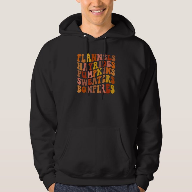 Flannels Hayrides Pumpkin Sweaters Bonfires Hello  Hoodie (Framsida)