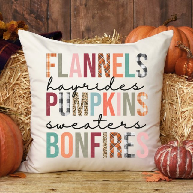 Flannels Hayrides Pumpkins Bonfire Plade Roligt Fa Kudde (Skapare uppladdad)