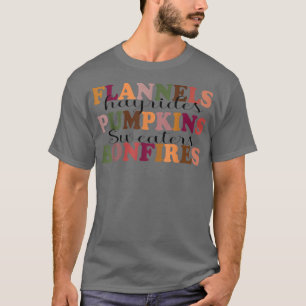 Flannels Hayrides Pumpkins Fall Vibes Höst tack T Shirt
