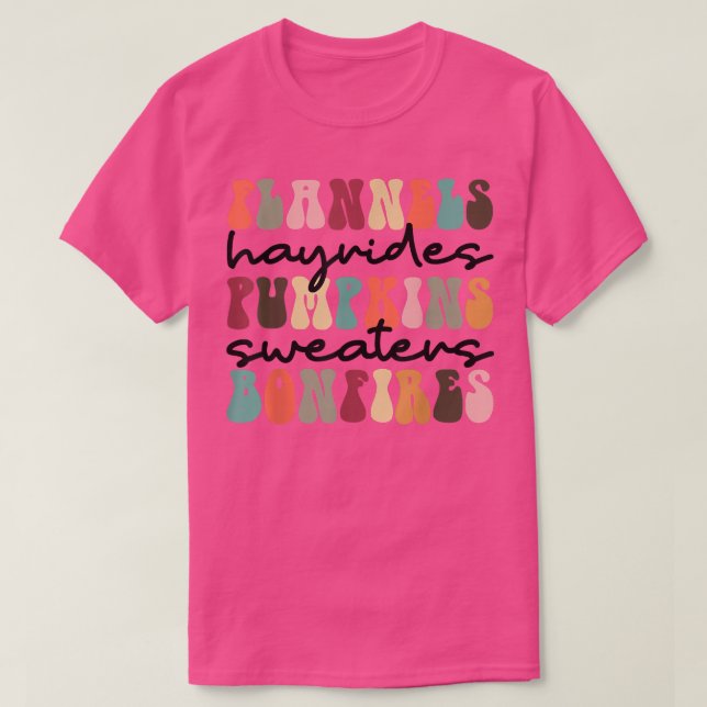 Flannels Hayrides Pumpkins Sweaters Bonfire Autum T Shirt (Design framsida)