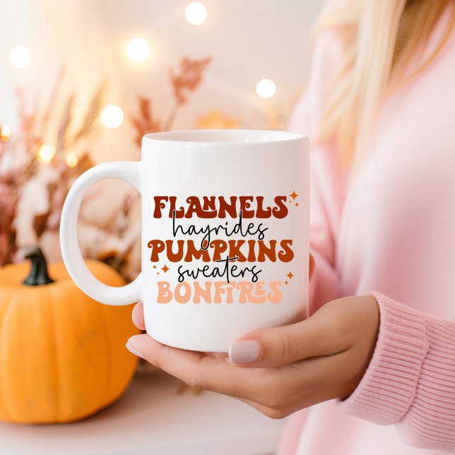 Flannels Hayrides Pumpkins Sweaters Bonfire Fall Kaffemugg (Skapare uppladdad)
