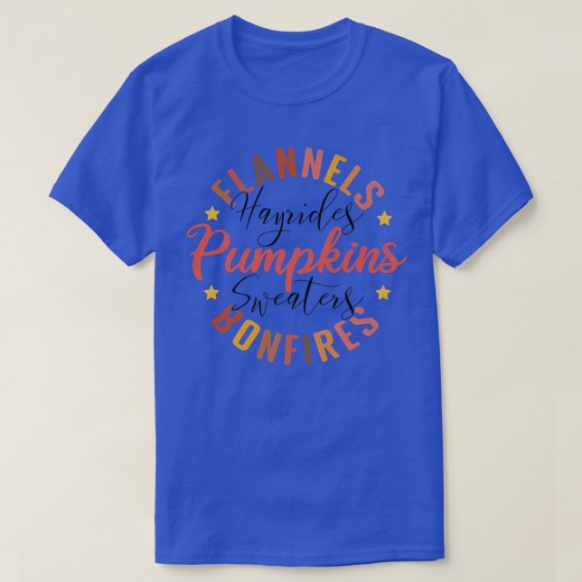 Flannels Hayrides Pumpkins Sweaters Bonfire Funny T Shirt (Design framsida)