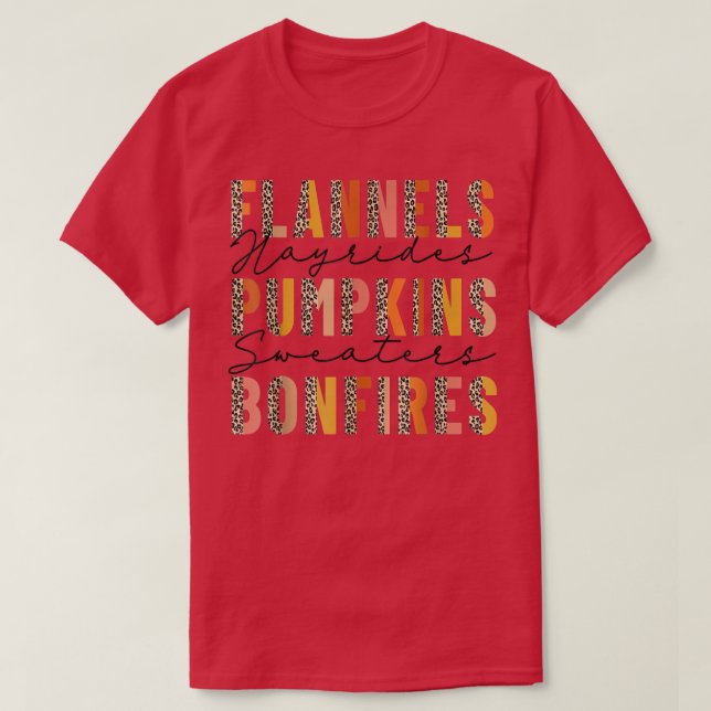 Flannels Hayrides Pumpkins Sweaters Bonfire Retro T Shirt (Design framsida)