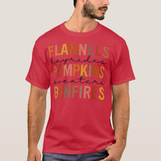 Flannels Hayrides Pumpkins Vintage Sweaters Bonfir T Shirt