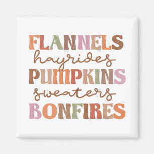 Flannels Pumpkins Bonfire Magnet