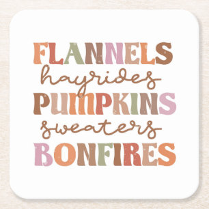 Flannels Pumpkins Bonfire Underlägg Papper Kvadrat