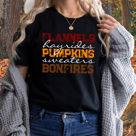 Flannels Pumpkins Hayrides Bonfire Fall T-Shirt
