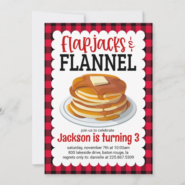 Flapjacks och Flanals Pancake Birthday Inbjudan (Framsida)