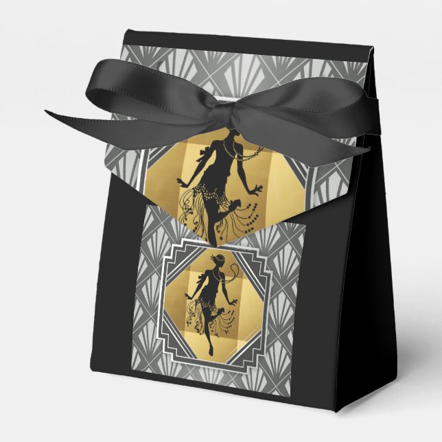 Flapper Art Deco Gatsby Small Tält Party Box Presentaskar (Framsidan Sidan)