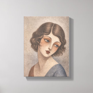 Flapper Blyg Flicka i Pastellfärger Canvastryck