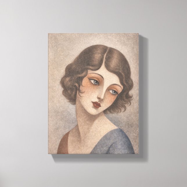 Flapper Blyg Flicka i Pastellfärger Canvastryck (Framsida)