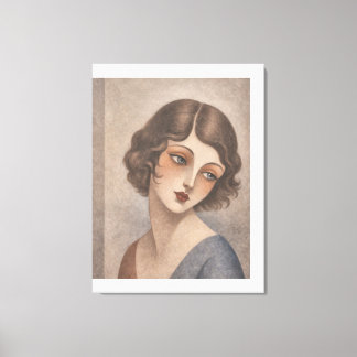 Flapper Blyg Flicka i Pastellfärger Canvastryck