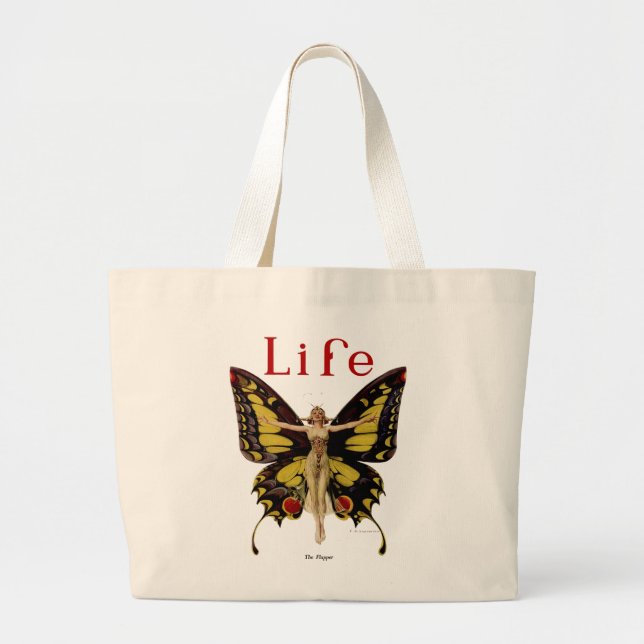 Flapper Butterfly Flies Woman Illustration Jumbo Tygkasse (Framsidan)