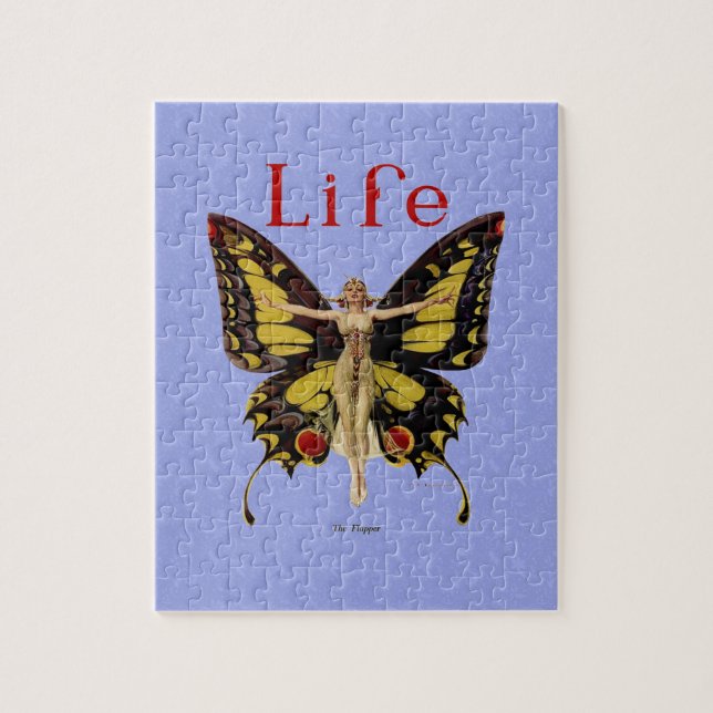 Flapper Butterfly Flies Woman Illustration Pussel (Vertikal)