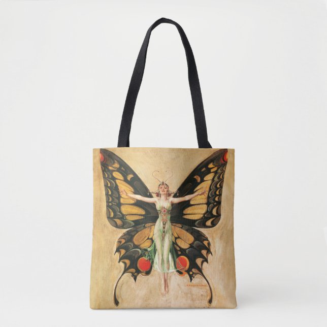 Flapper Butterfly Flies Woman Illustration Tygkasse (Framsida)