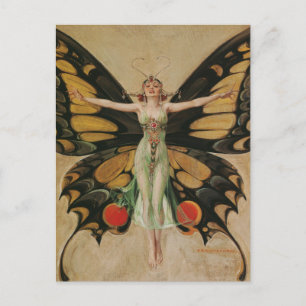 Flapper-Butterfly Girl Vykort