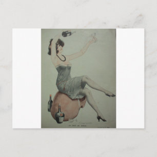 Flapper Champagne Girl 1920-talet Vykort