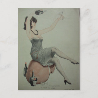 Flapper Champagne Girl 1920-talet Vykort