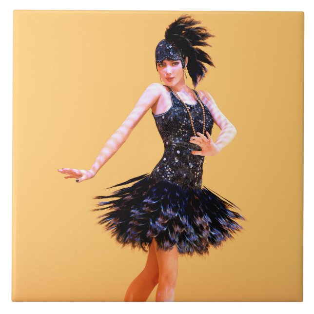 Flapper Dancing Vintage Kakelplatta (Framsidan)