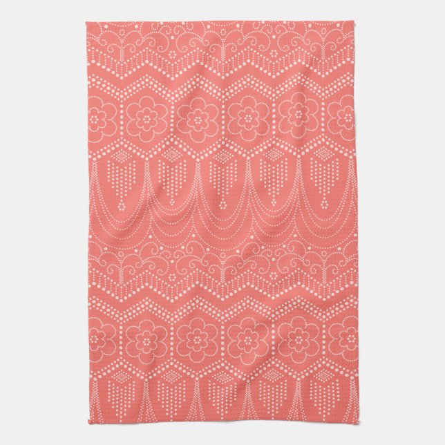 Flapper Dress Inspired Coral Kitchen Towel Kökshandduk (Vertikal)