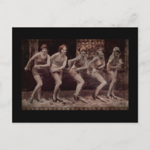 Flapper Era Dancing Girls Vykort