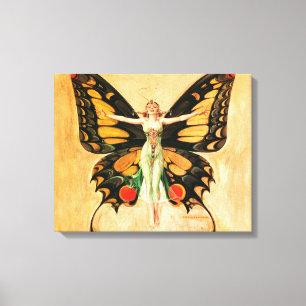 Flapper Fjäril Flygande Kvinna Illustration Canvastryck