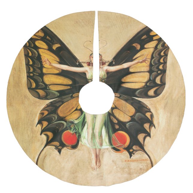 Flapper Fjäril Flygande Kvinna Illustration Julgransmatta Borstad Polyester (Framsidan)