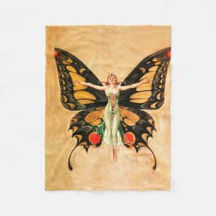 Flapper Fjäril Leyendecker Kvinna Illustration Fleecefilt