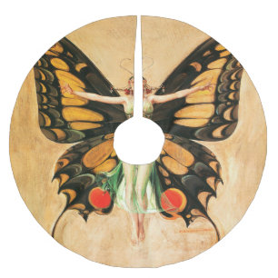 Flapper Fjäril Leyendecker Kvinna Illustration Julgransmatta Borstad Polyester