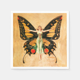 Flapper Fjäril Leyendecker Kvinna Illustration Pappersservett
