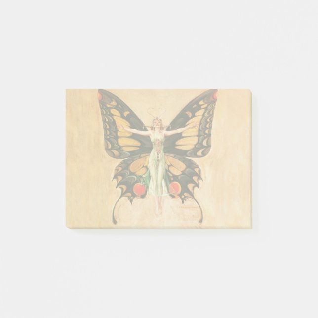 Flapper Fjäril Leyendecker Kvinna Illustration Post-it Block (Framsida)