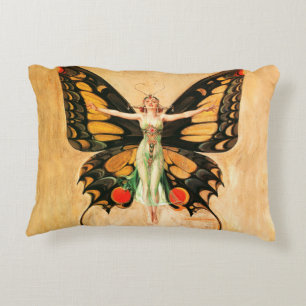 Flapper Fjäril Leyendecker Kvinna Illustration Prydnadskudde