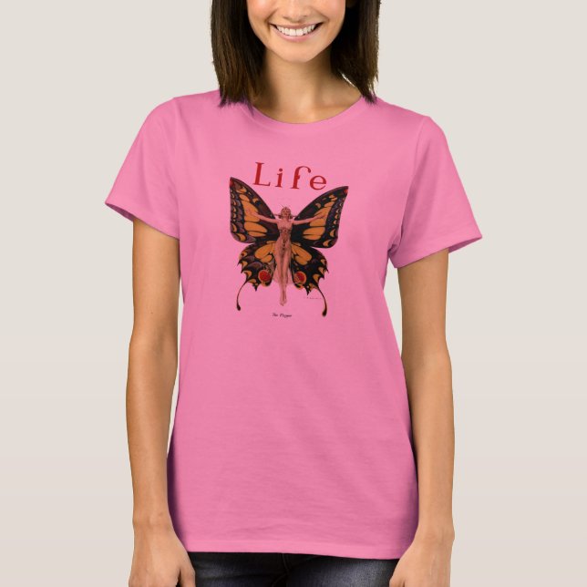 Flapper Fjäril Leyendecker Kvinna Illustration T Shirt (Framsida)