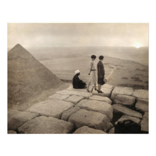 Flapper-flickor Soluppgång Khufu-pyramiden, Egypte Fototryck