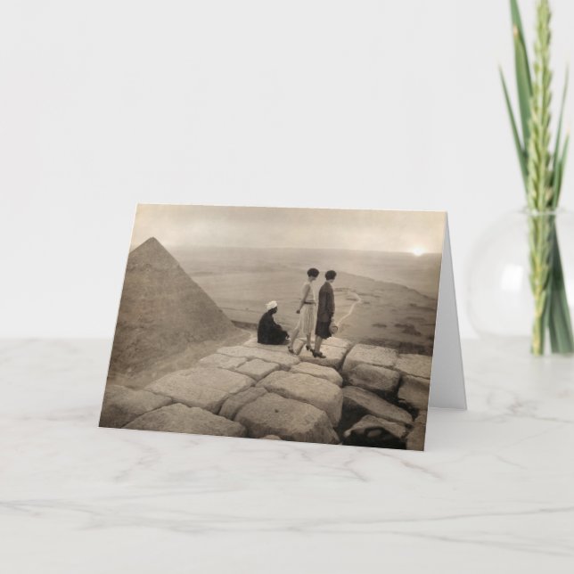 Flapper-flickor soluppgång Khufu-pyramiden, Egypte Tack Kort (Framsida)
