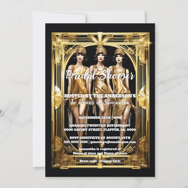 Flapper-flickor talar underbara portvin från 1920  inbjudningar (Framsida)
