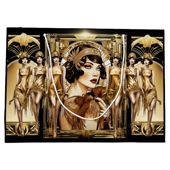 Flapper Gatsby-flicka brun hår 1920-tals fest (Baksidan)