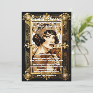 Flapper Girl brunette 1920's formal costume party Inbjudningar
