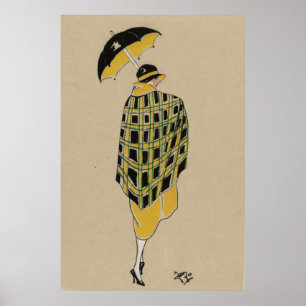 Flapper Girl in Rain Poster