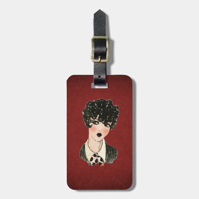 FLAPPER GIRL LUGGAGE TAG BAGAGEBRICKA (Vertikal Framsida)
