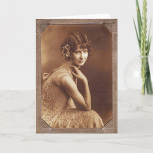 Flapper Girl Roaring Twenties 1920s Antique Photo Kort