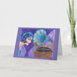 Flapper Girl Roaring Twenties Mouse Gramophone Kort