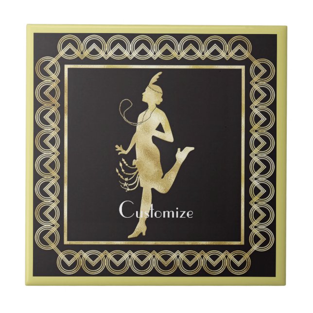 Flapper Girl Thunder_Cove från 1920  Kakelplatta (Framsidan)