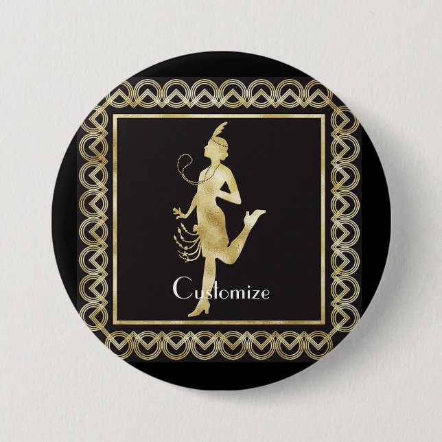 Flapper Girl Thunder_Cove från 1920 Knapp (Framsida)