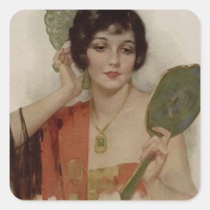 Flapper Girl-vacker 1920 Fyrkantigt Klistermärke