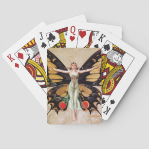 Flapper Girl's Metamorphosis to Butterfly 1922 Casinokort