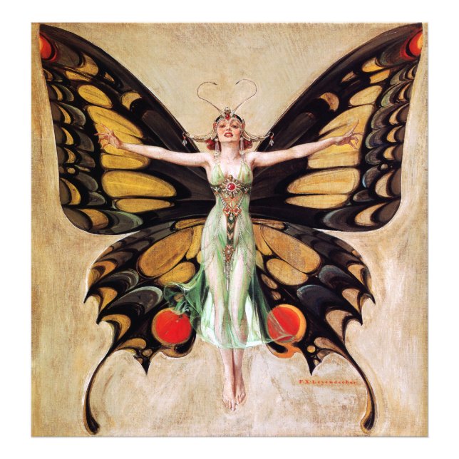 Flapper Girl's Metamorphosis to Butterfly 1922 Fototryck (Framsidan)